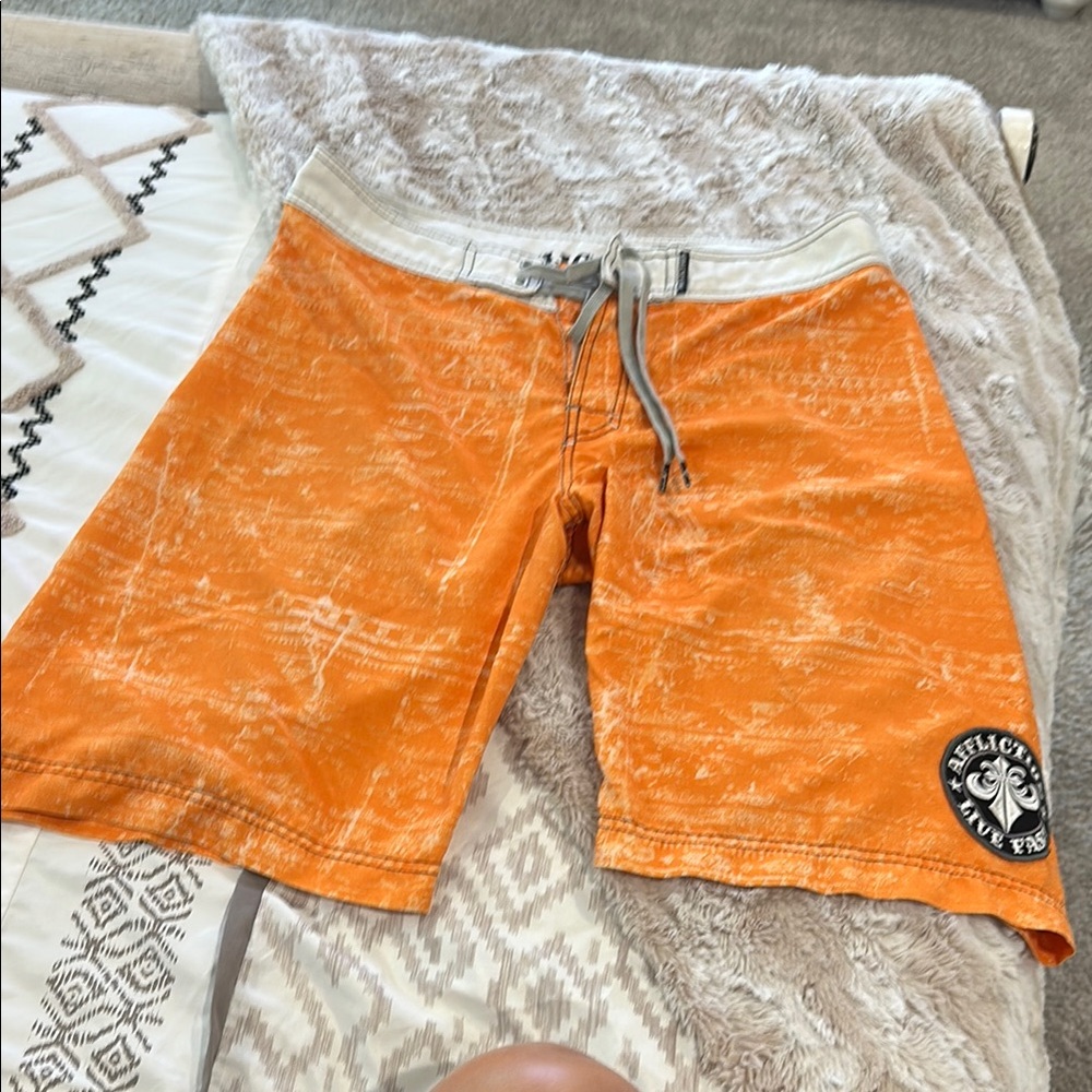 Affliction Orange and Cream Shorts